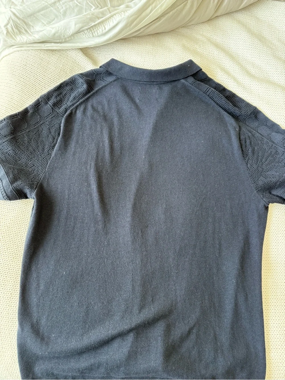 Abercrombie & Fitch Black Textured Knit Polo